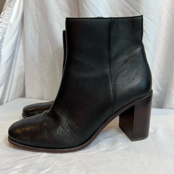 Madewell Greer black leather block heel boots size 7 - Picture 1 of 7